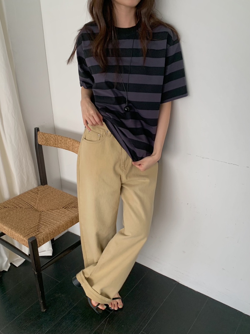 CAMEL-P韓國直郵實拍女士新款時尚T恤條紋Came_l 家T恤