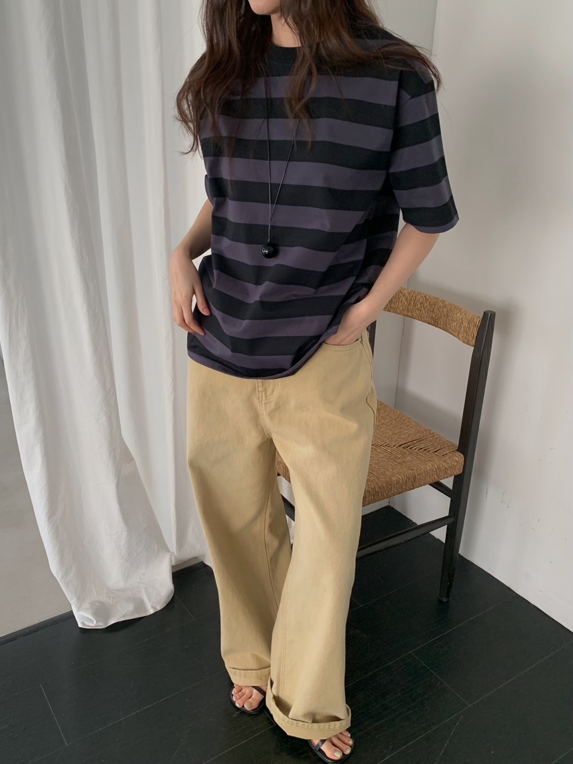 CAMEL-P韓國直郵實拍女士新款時尚T恤條紋Came_l 家T恤