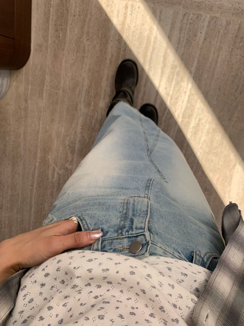 LA CREME韓國直郵實拍女裝新款熱賣人氣職業長裙水洗牛仔布LA CREME長裙