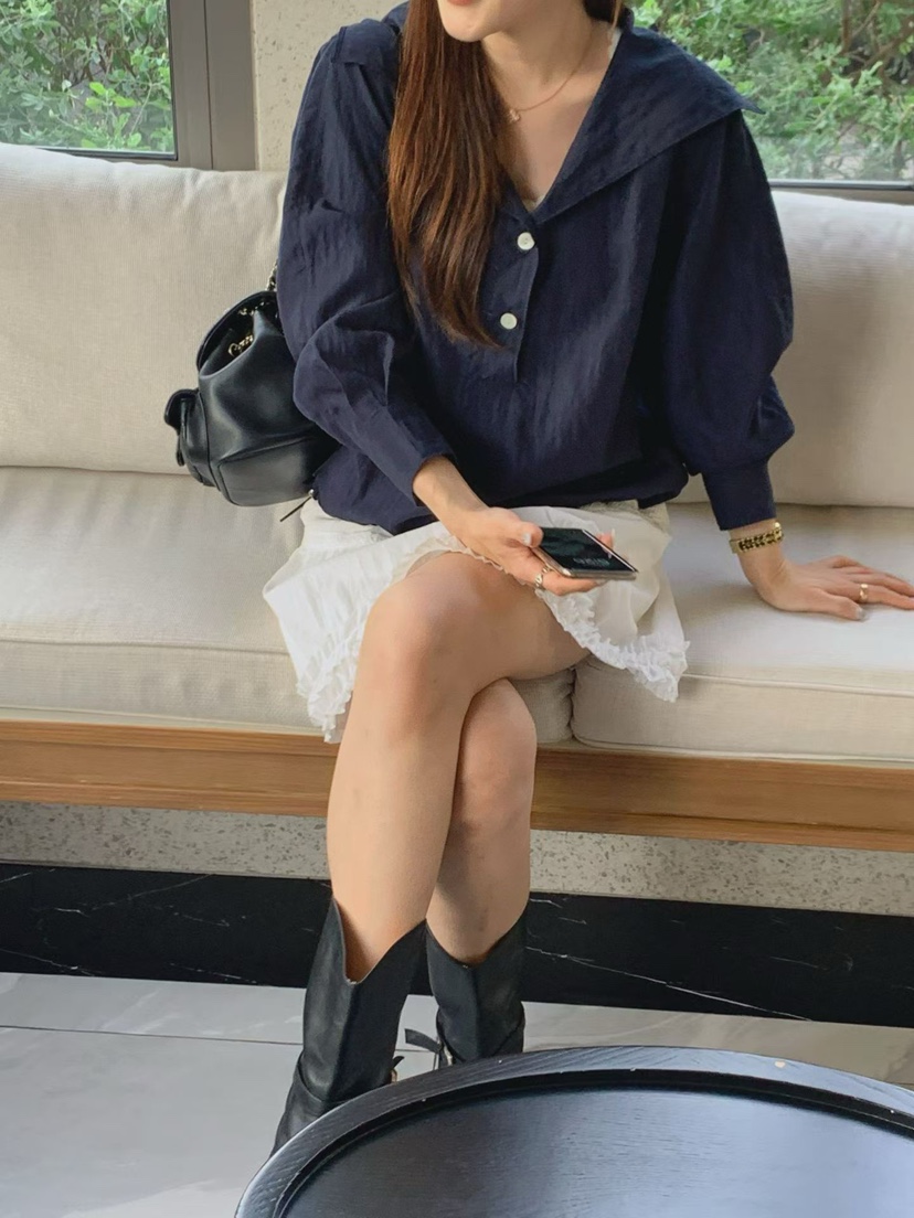 LA CREME韓國直郵女士新品熱賣26春夏人氣推薦襯衫蕾絲衫LA CREME襯衫/蕾絲衫