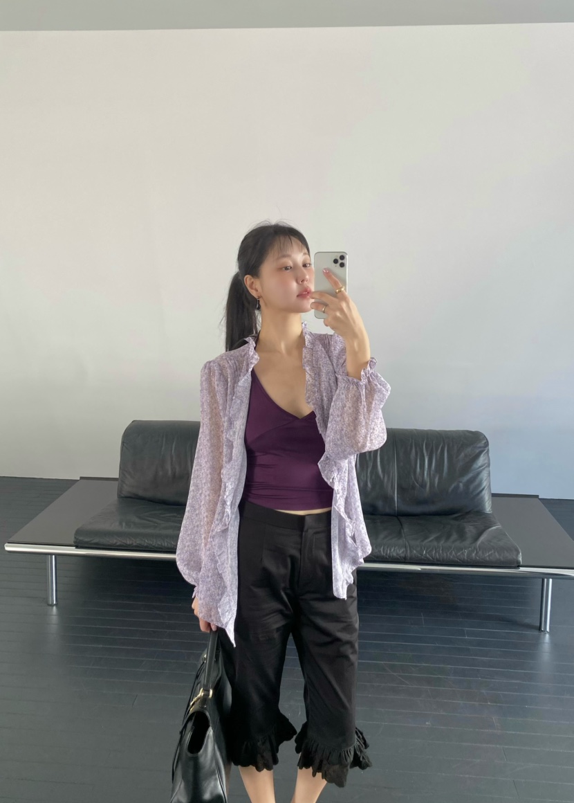 OUPPT韓國直郵女裝新款推薦人氣休閑26春夏時尚襯衫蕾絲衫OUPPT襯衫/蕾絲衫