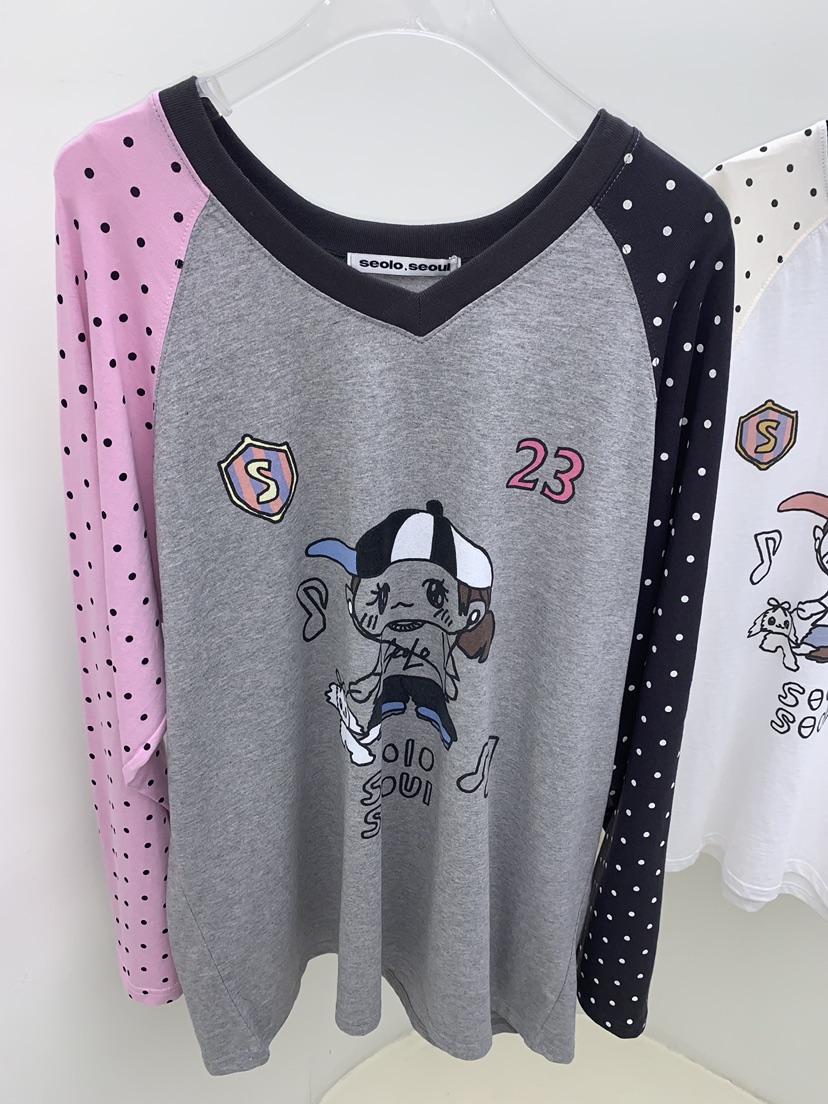 SEOLO韓國代購女士新款推薦人氣休閑26春夏熱賣職業長袖T恤Seolo seoul長袖T恤圖色1