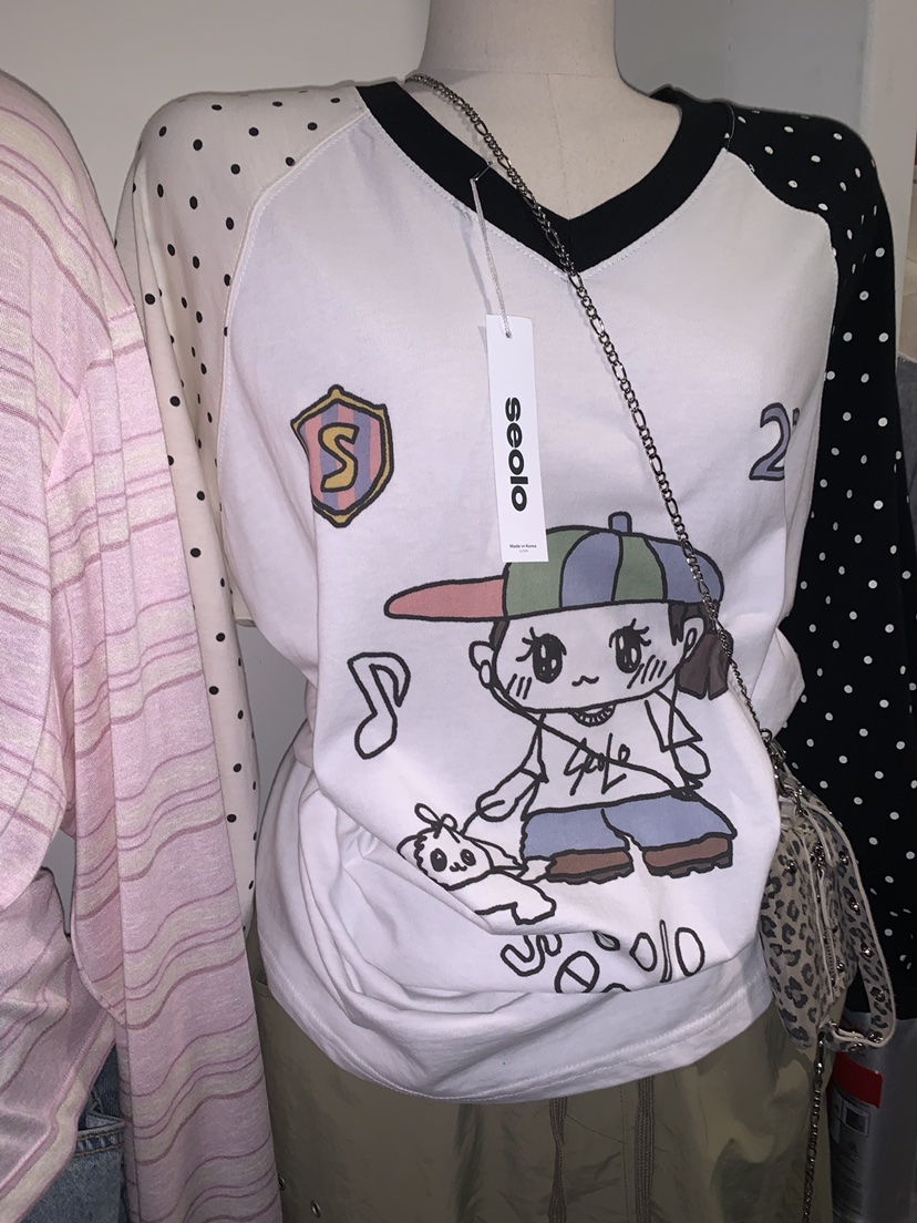 SEOLO韓國代購女士新款推薦人氣休閑26春夏熱賣職業長袖T恤Seolo seoul長袖T恤圖色2