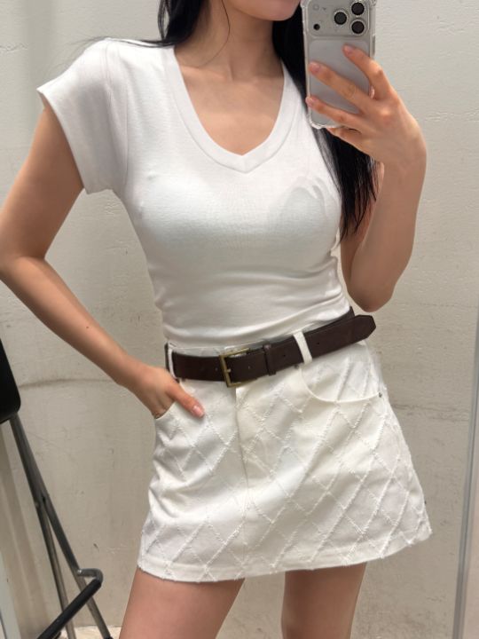 mars韓國代購女裝新款26春夏熱賣職業人氣休閑推薦T恤V領marsT恤