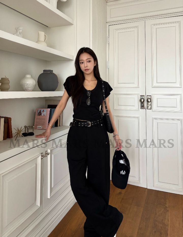 mars韓國代購女裝新款26春夏熱賣職業人氣休閑推薦T恤V領marsT恤