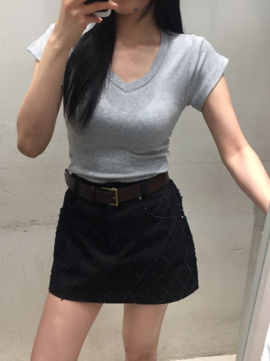 mars韓國代購女裝新款26春夏熱賣職業人氣休閑推薦T恤V領marsT恤