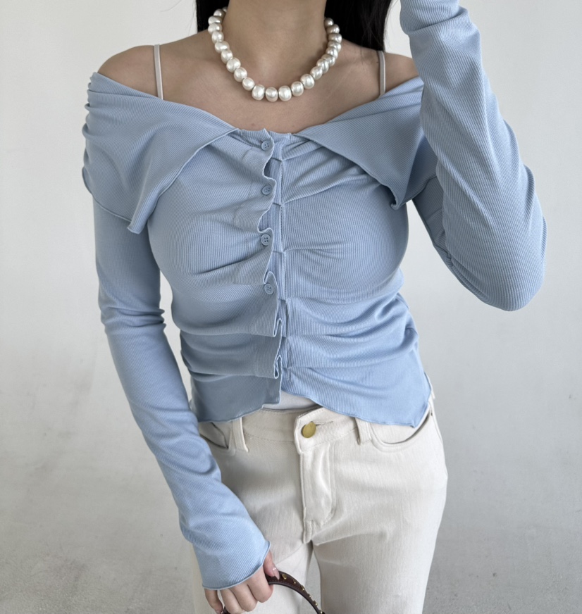 JENNY 1976韓國東大門代購女士新品時尚職業長袖T恤露肩JENNY 1976長袖T恤