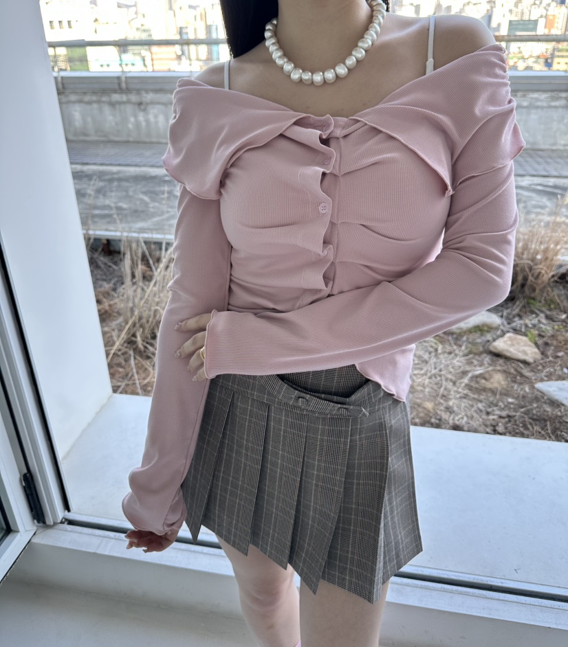 JENNY 1976韓國東大門代購女士新品時尚職業長袖T恤露肩JENNY 1976長袖T恤