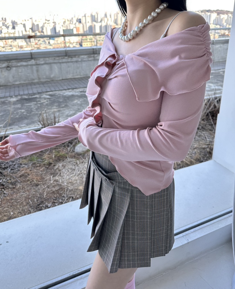 JENNY 1976韓國東大門代購女士新品時尚職業長袖T恤露肩JENNY 1976長袖T恤