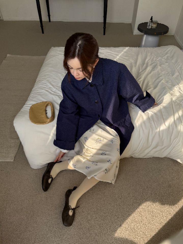 MARE韓國代購女士新品人氣時尚熱賣休閑26春夏長裙花朵緞面MARE長裙