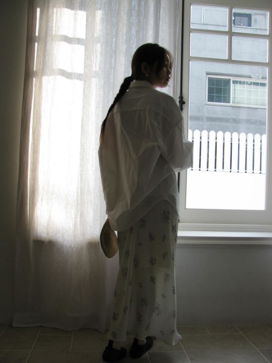 MARE韓國代購女士新品人氣時尚熱賣休閑26春夏長裙花朵緞面MARE長裙