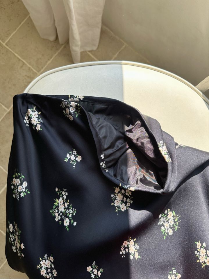 MARE韓國代購女士新品人氣時尚熱賣休閑26春夏長裙花朵緞面MARE長裙