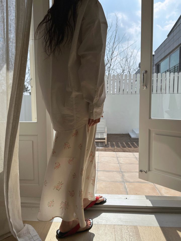 MARE韓國代購女士新品人氣時尚熱賣休閑26春夏長裙花朵緞面MARE長裙