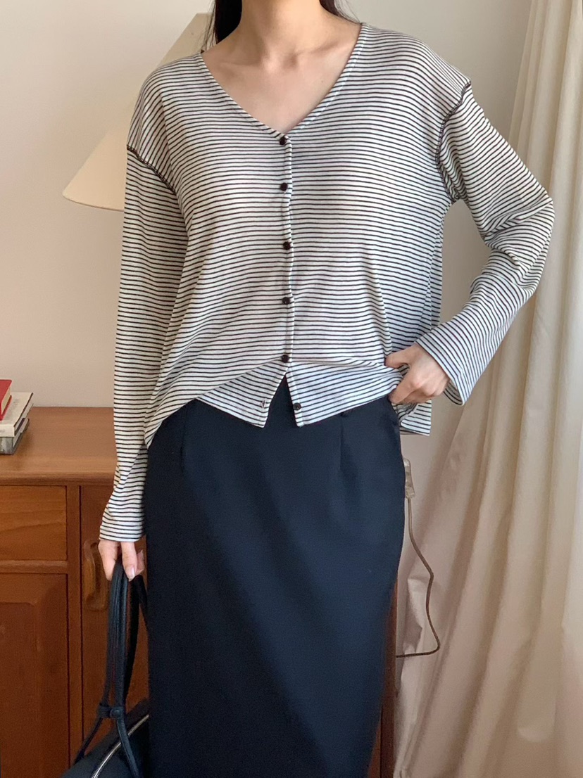 BINUS韓國東大門代購女裝新品休閑時尚職業長袖T恤開襟衫BINUS長袖T恤