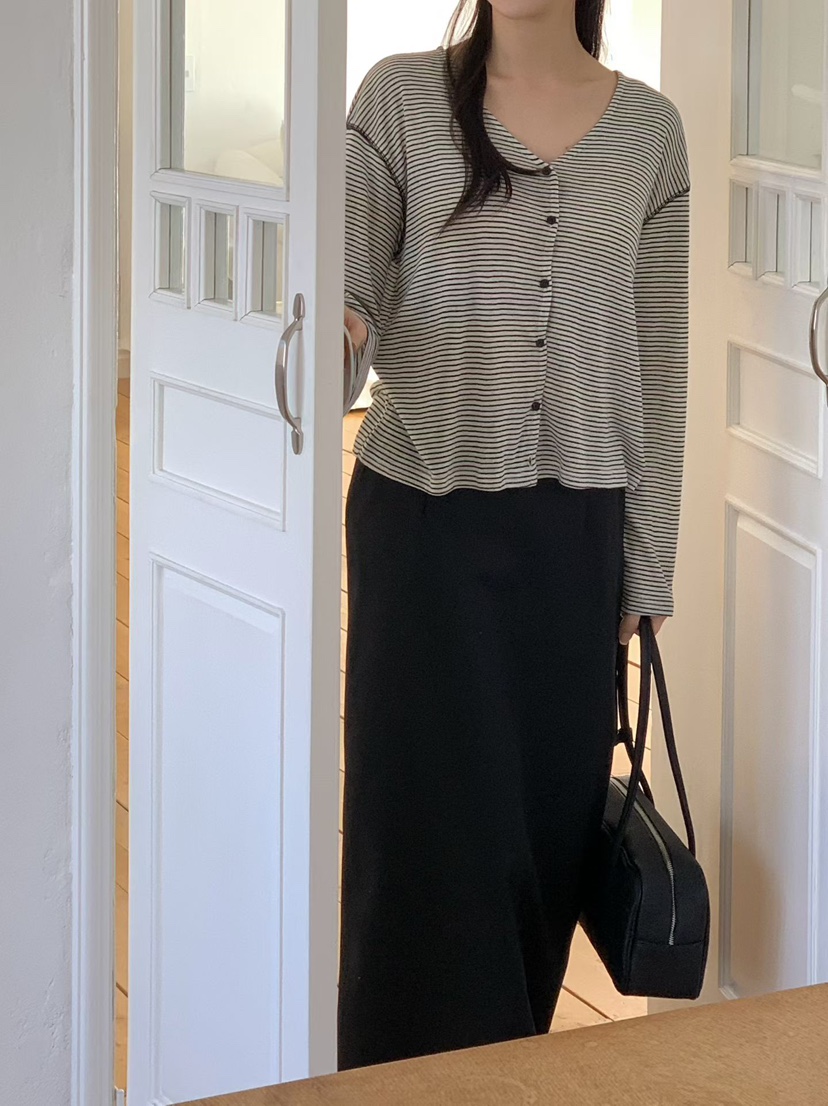 BINUS韓國東大門代購女裝新品休閑時尚職業長袖T恤開襟衫BINUS長袖T恤