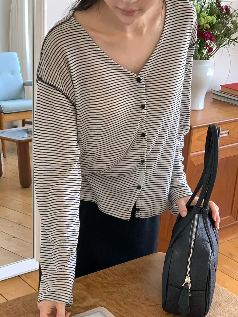 BINUS韓國東大門代購女裝新品休閑時尚職業長袖T恤開襟衫BINUS長袖T恤