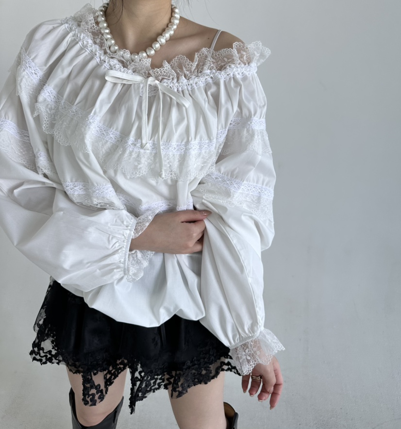 JENNY 1976韓國直郵女士新款時尚熱賣推薦襯衫蕾絲衫露肩JENNY 1976襯衫/蕾絲衫