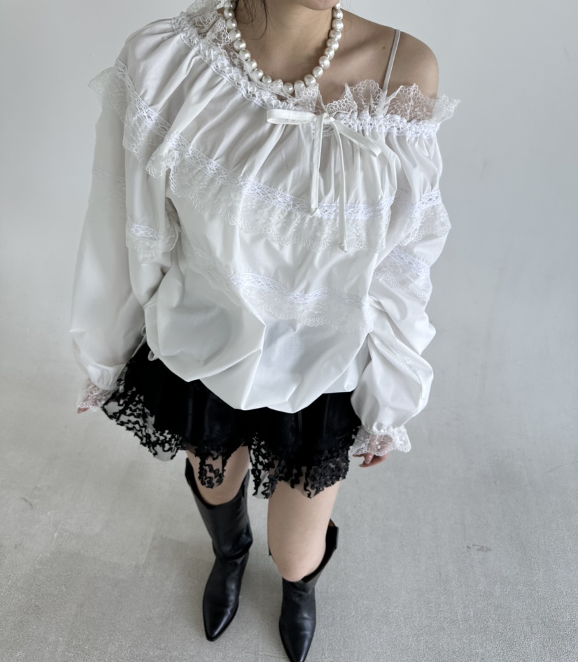 JENNY 1976韓國直郵女士新款時尚熱賣推薦襯衫蕾絲衫露肩JENNY 1976襯衫/蕾絲衫