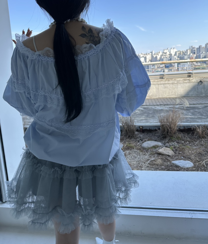 JENNY 1976韓國直郵女士新款時尚熱賣推薦襯衫蕾絲衫露肩JENNY 1976襯衫/蕾絲衫