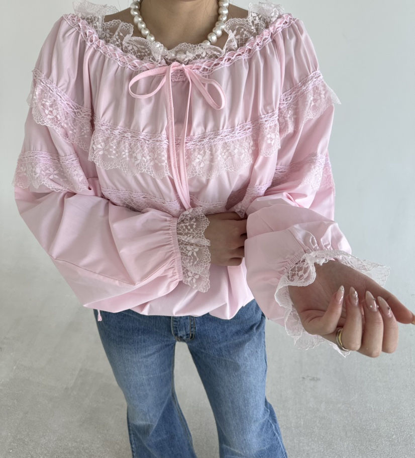 JENNY 1976韓國直郵女士新款時尚熱賣推薦襯衫蕾絲衫露肩JENNY 1976襯衫/蕾絲衫