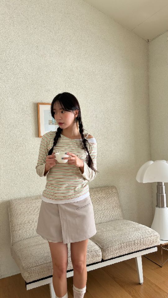 HEY/TO SEWING韓國東大門直郵女士新品26春夏長袖T恤假兩件BY HEY/TO SEWING長袖T恤