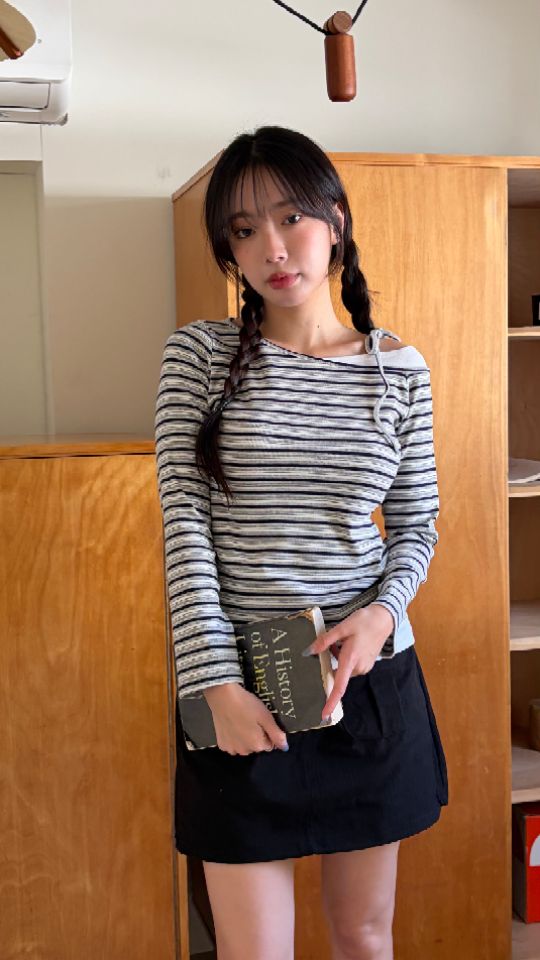 HEY/TO SEWING韓國東大門直郵女士新品26春夏長袖T恤假兩件BY HEY/TO SEWING長袖T恤