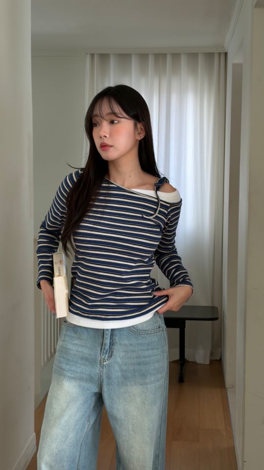 HEY/TO SEWING韓國東大門直郵女士新品26春夏長袖T恤假兩件BY HEY/TO SEWING長袖T恤