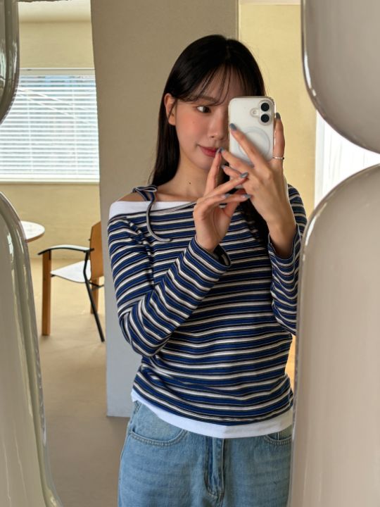 HEY/TO SEWING韓國東大門直郵女士新品26春夏長袖T恤假兩件BY HEY/TO SEWING長袖T恤