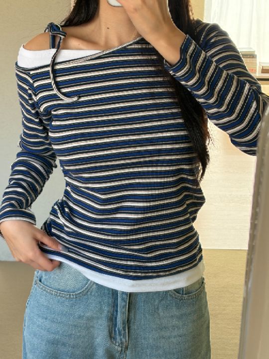 HEY/TO SEWING韓國東大門直郵女士新品26春夏長袖T恤假兩件BY HEY/TO SEWING長袖T恤圖色1