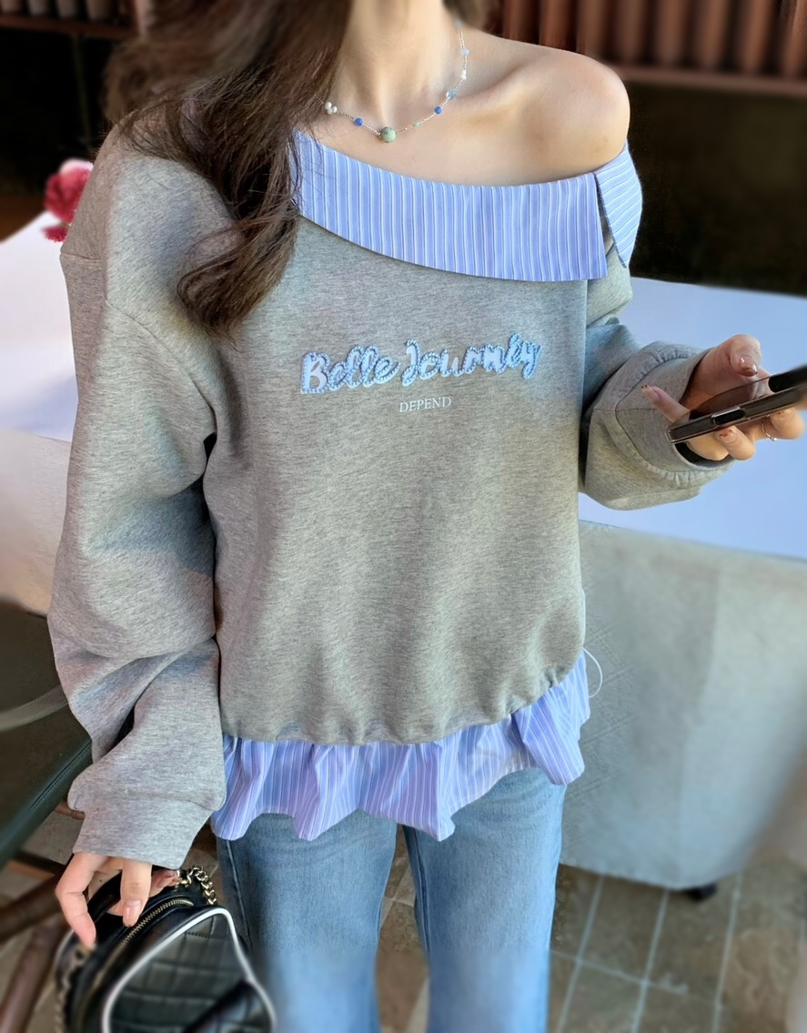 OLA韓國直郵實拍女士新品時尚人氣推薦休閑26春夏衛衣假兩件mellor/OLA衛衣