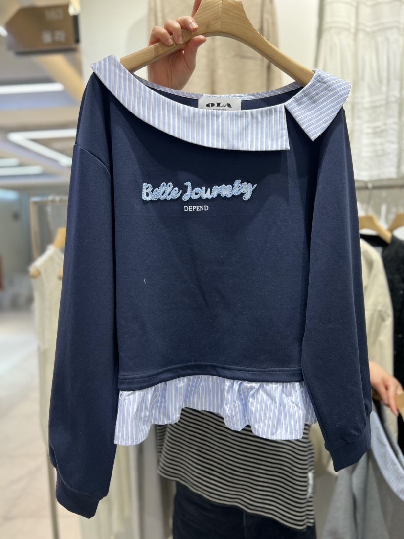 OLA韓國直郵實拍女士新品時尚人氣推薦休閑26春夏衛衣假兩件mellor/OLA衛衣圖色2