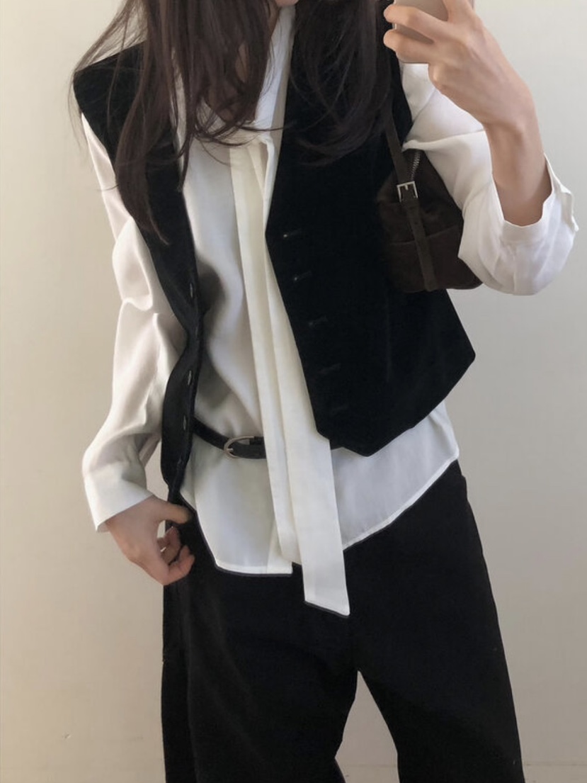 WOOD韓國代購女士新款26春夏熱賣人氣時尚推薦休閑馬甲麂皮WOOD馬甲