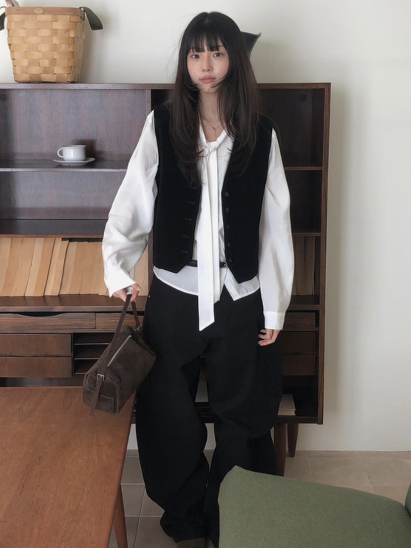 WOOD韓國代購女士新款26春夏熱賣人氣時尚推薦休閑馬甲麂皮WOOD馬甲