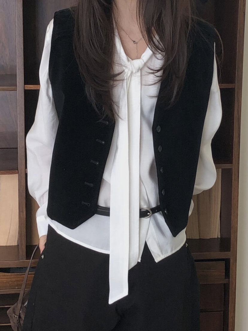 WOOD韓國代購女士新款26春夏熱賣人氣時尚推薦休閑馬甲麂皮WOOD馬甲