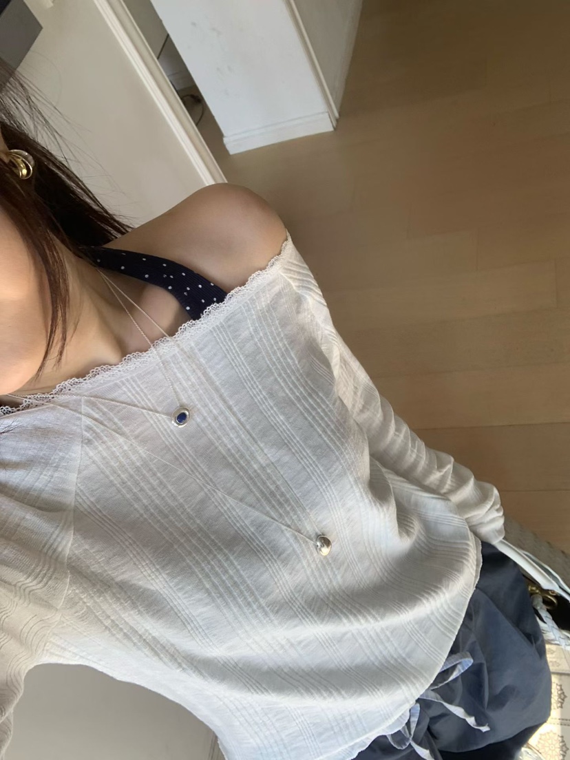 LA CREME韓國直郵實拍女士新品職業26春夏休閑長袖T恤蕾絲LA CREME長袖T恤