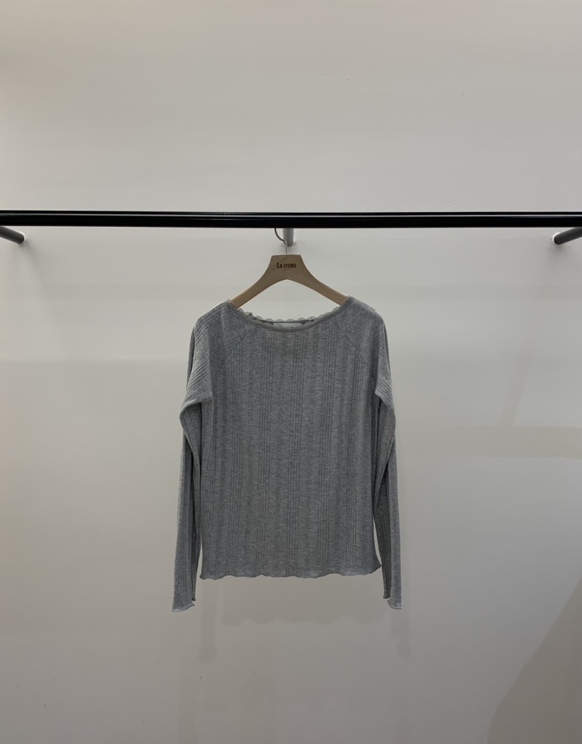 LA CREME韓國直郵實拍女士新品職業26春夏休閑長袖T恤蕾絲LA CREME長袖T恤圖色2