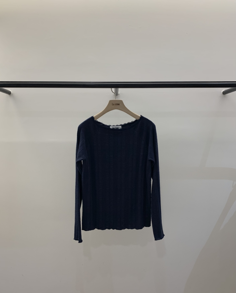 LA CREME韓國直郵實拍女士新品職業26春夏休閑長袖T恤蕾絲LA CREME長袖T恤圖色3
