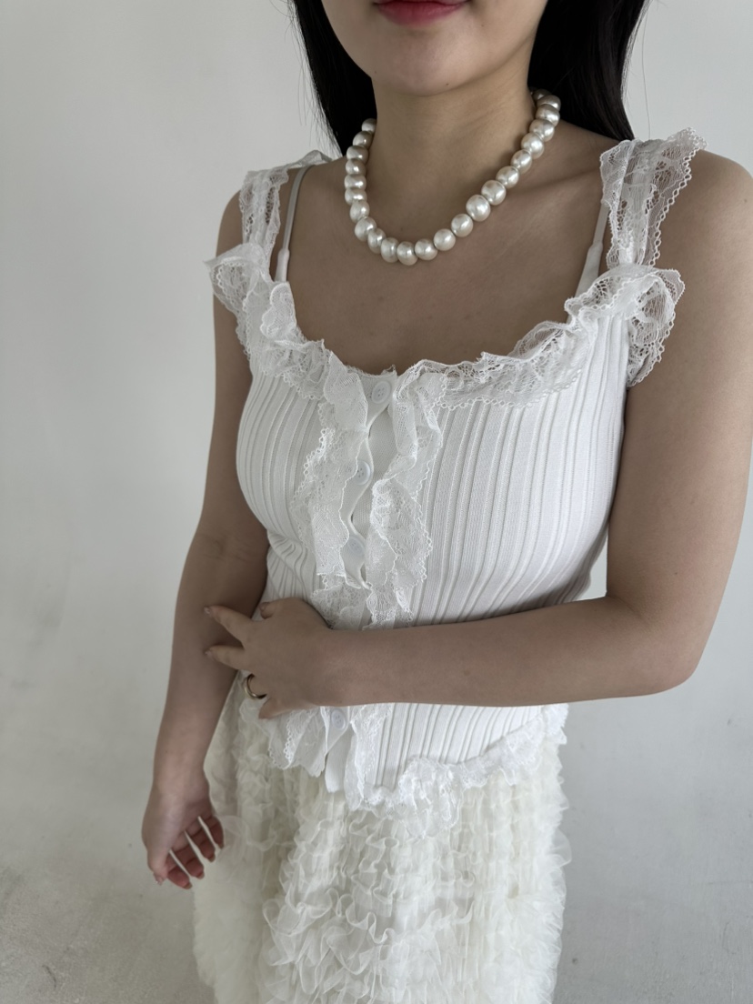 JENNY 1976韓國代購女裝新款休閑熱賣吊帶背心荷葉邊蕾絲JENNY 1976吊帶/背心