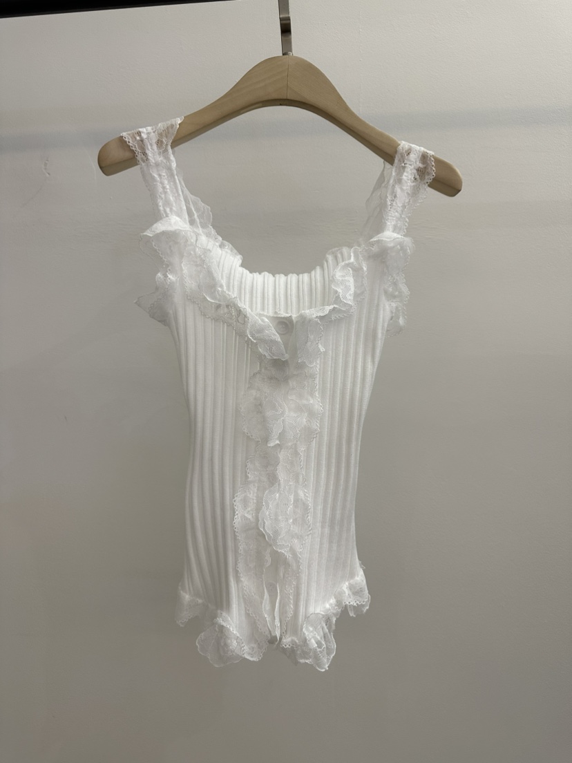 JENNY 1976韓國代購女裝新款休閑熱賣吊帶背心荷葉邊蕾絲JENNY 1976吊帶/背心圖色1