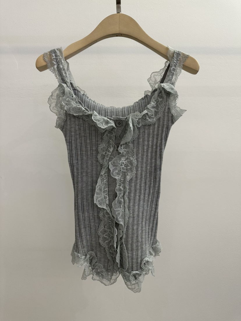 JENNY 1976韓國代購女裝新款休閑熱賣吊帶背心荷葉邊蕾絲JENNY 1976吊帶/背心圖色2