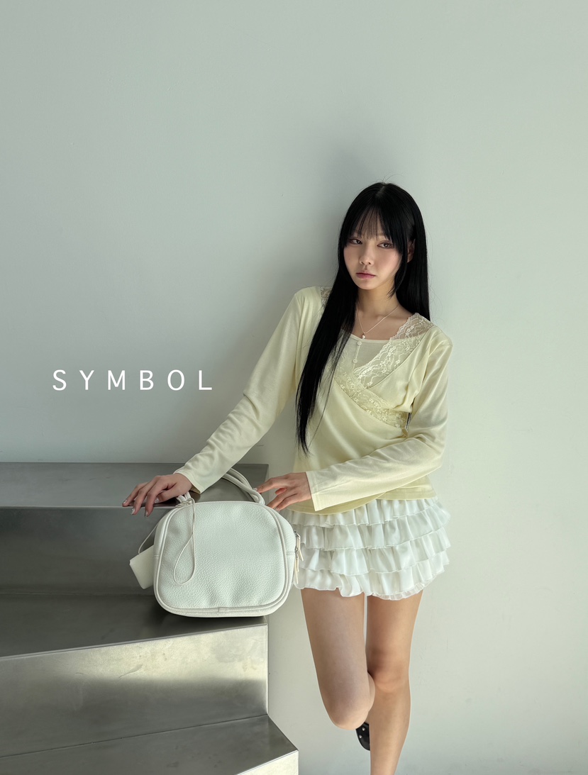 SYMBOL韓國東大門直郵女裝新款26春夏人氣職業長袖T恤蕾絲SYMBOL長袖T恤