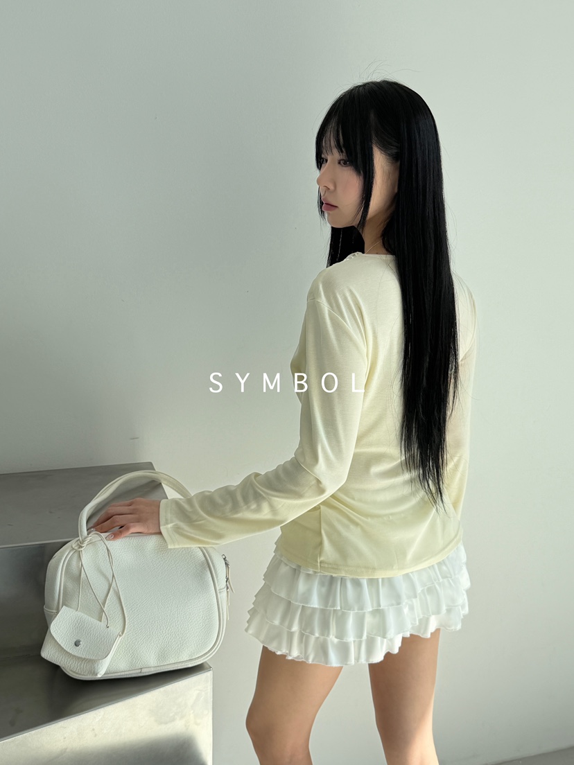 SYMBOL韓國東大門直郵女裝新款26春夏人氣職業長袖T恤蕾絲SYMBOL長袖T恤