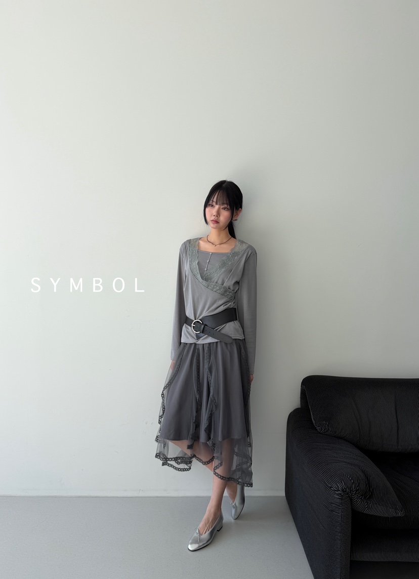 SYMBOL韓國東大門直郵女裝新款26春夏人氣職業長袖T恤蕾絲SYMBOL長袖T恤