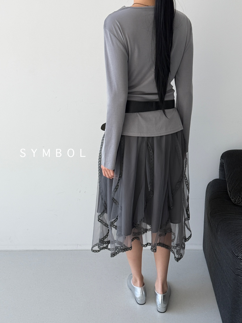 SYMBOL韓國東大門直郵女裝新款26春夏人氣職業長袖T恤蕾絲SYMBOL長袖T恤