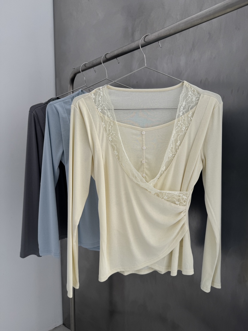 SYMBOL韓國東大門直郵女裝新款26春夏人氣職業長袖T恤蕾絲SYMBOL長袖T恤