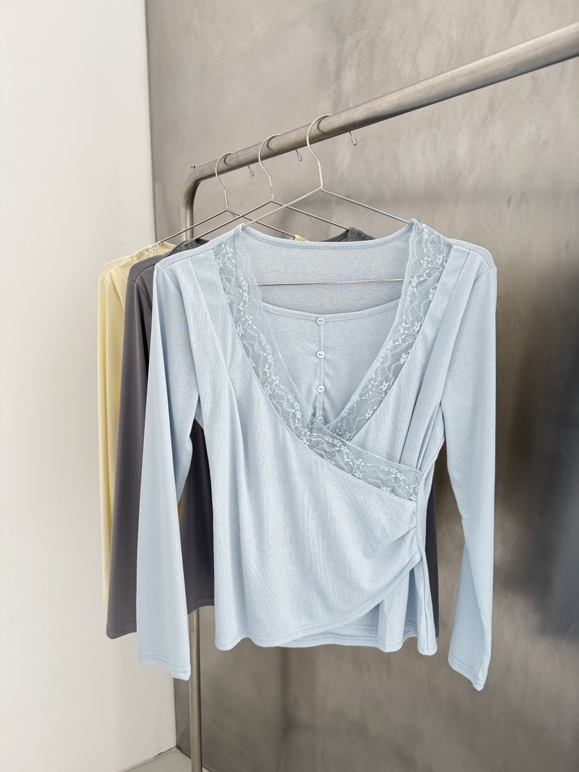 SYMBOL韓國東大門直郵女裝新款26春夏人氣職業長袖T恤蕾絲SYMBOL長袖T恤