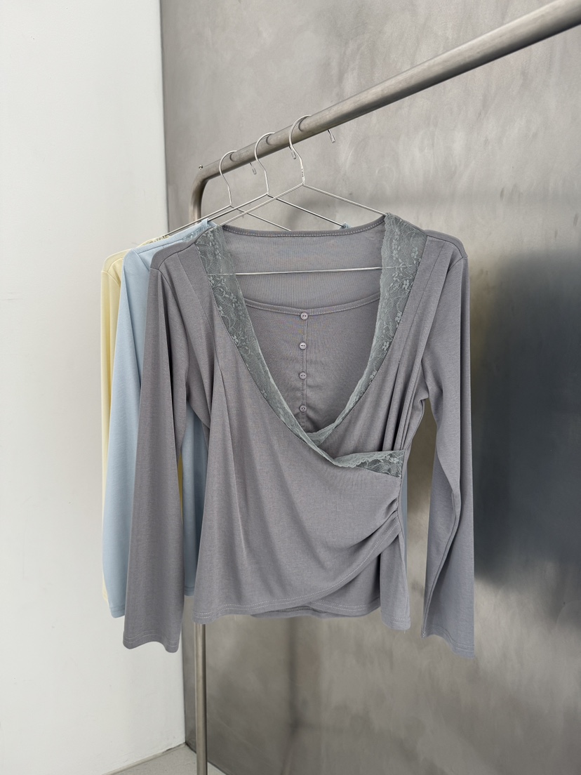 SYMBOL韓國東大門直郵女裝新款26春夏人氣職業長袖T恤蕾絲SYMBOL長袖T恤