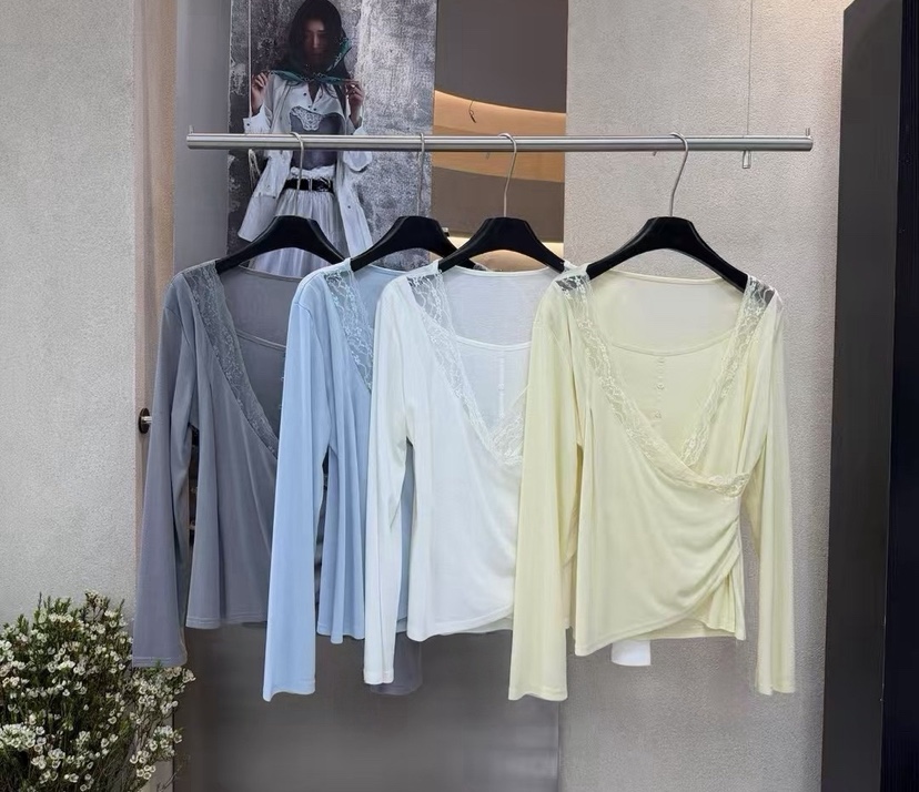 SYMBOL韓國東大門直郵女裝新款26春夏人氣職業長袖T恤蕾絲SYMBOL長袖T恤