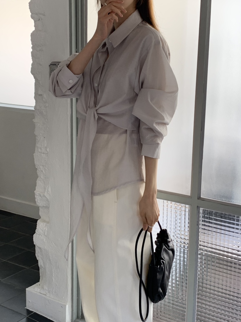 NOTICE韓國東大門直郵女裝新品26春夏人氣襯衫蕾絲衫系帶NOTICE襯衫/蕾絲衫