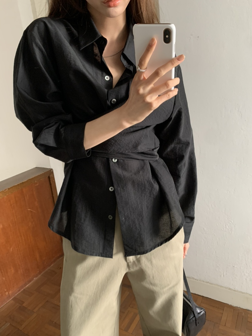 NOTICE韓國東大門直郵女裝新品26春夏人氣襯衫蕾絲衫系帶NOTICE襯衫/蕾絲衫